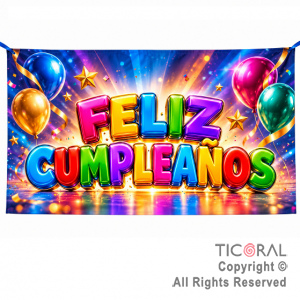 BANNER FELIZ CUMPLEA�OS MULTICOLOR 1,80 X 1,20 MTS